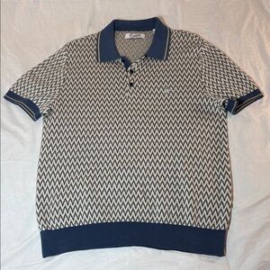 Original Penguin Zigzag Polo in Navy and Cream size medium